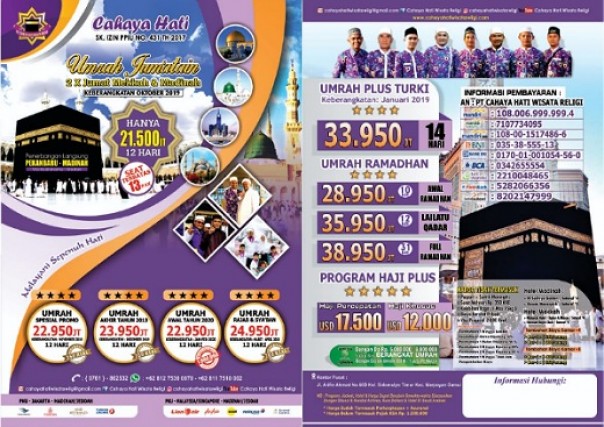 Program Umrah Juma'tain PT Cahaya Hati Wisata Religi