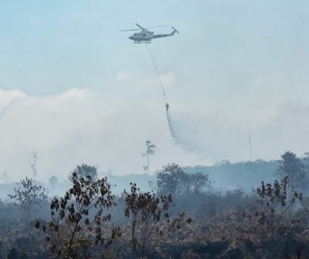 Ilustrasi pemadaman karhutla dengan helikopter water bombing (Foto: Istimewa/internet)