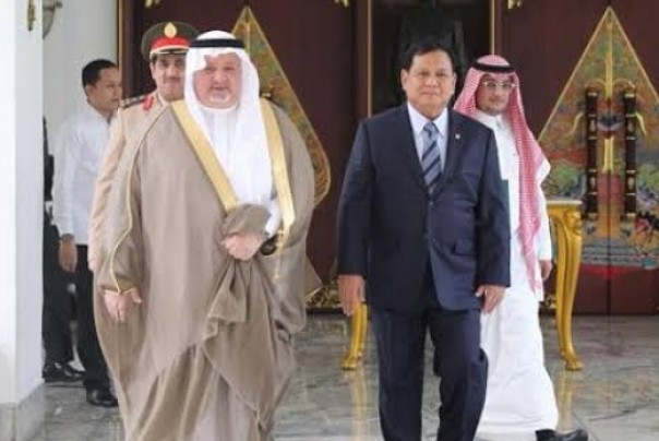 Menhan RI, Prabowo Subianto saat menerima kunjungan dubes Arab Saudi