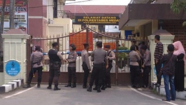 Akses masuk Mapolrestabes Medan dijaga ketat pasca insiden bom bunuh diri