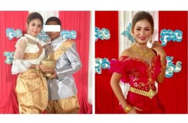 Cewek cantik 21 tahun menikahi remaja Laki-laki 14 tahun di Kamboja, viral di Medsos. 