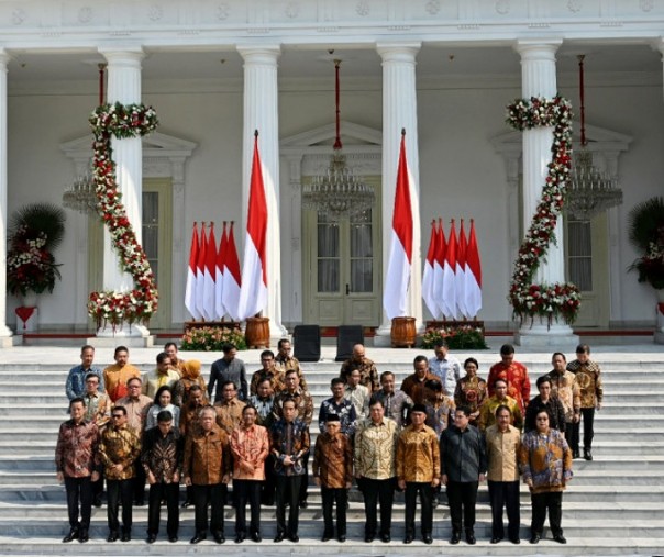 Menteri Kabinet Indonesia Maju di Istana Kepresidenan, Jakarta. Foto: AFP.