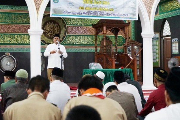 Bupati Siak, Alfedri saat tabligh akbar malam tahun baru 2020