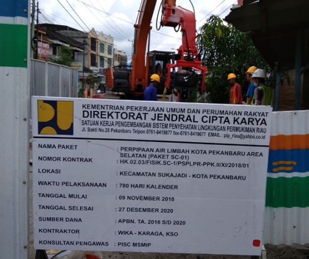 Proyek IPAL di Jalan Ahmad Dahlan, Kecamatan Sukajadi, Pekanbaru. Foto: Surya/Riau1.