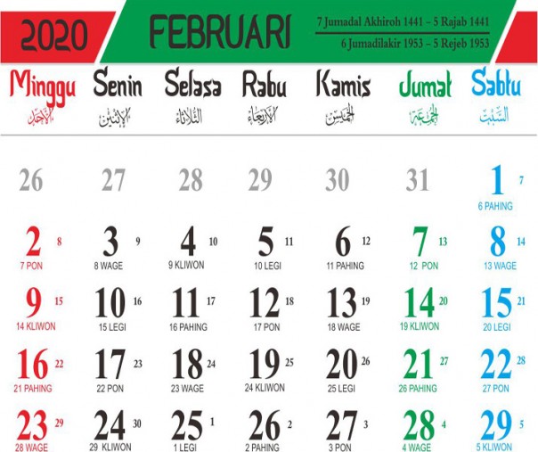 Kalender bulan Februari (Foto: Istimewa/internet)