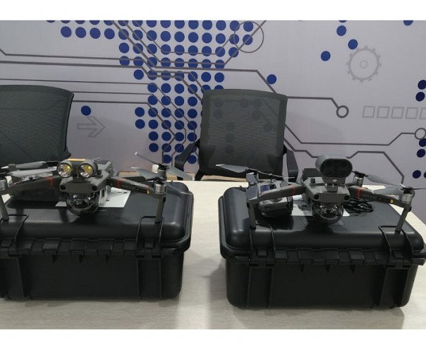 Penampakan drone yang digunakan Polda Riau dalam pencegahan Karhutla