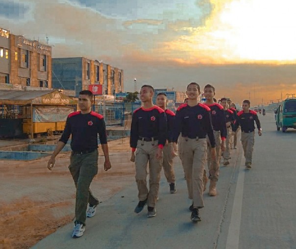 Pasmerti SMK Dirgantara Riau saat menjalani latihan fisik. Foto: Istimewa.