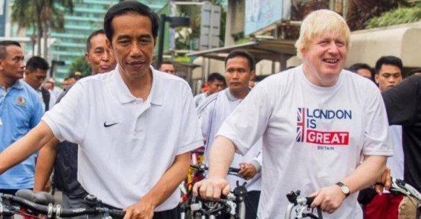 PM Ingris Boris jonhson bersepeda bersama presiden Jokowi saat mengunjungi Indoensia beberapa waktu lalu/Gelora