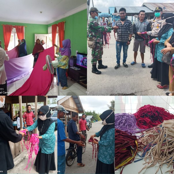 Tim PKK Rangsang Barat Bagikan Seribu Masker Ke Masyarakat