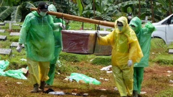 Ilustrasi pemakaman jenazah korban virus corona.