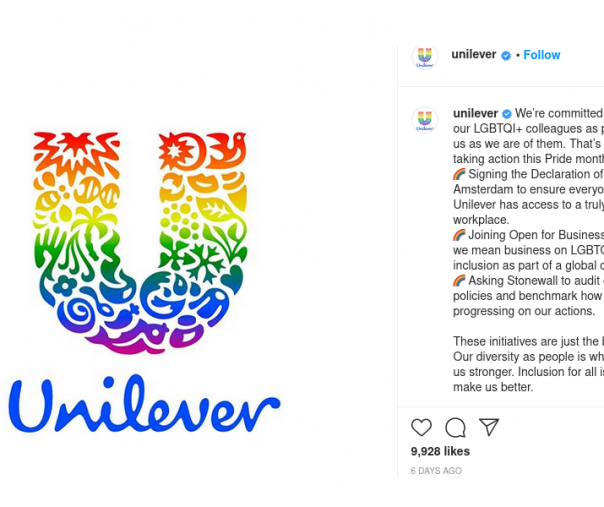 Tangkapan gambar Unilever mendukung LGBT+ (foto: Istimewa/internet)