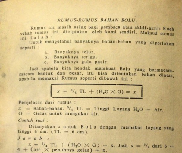 Resep membuat kue bolu menggunakan rumus matematika (foto: Istimewa/internet)