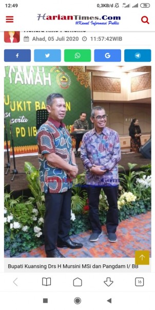 Bupati Kuansing H Mursini Kegiatan Ramah Tamah Bersama Pangdam BB di Pekanbaru/R24