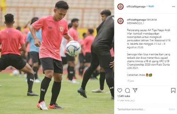 Pemain sayap AA Tiga Naga, Andi Irfan dipanggil Timnas U-19