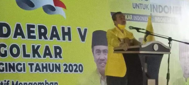 Ketua DPD I Partai Golkar Provinsi Riau H. Syamsuar saat menyampaikan membuka Musda ke-V DPD II Golkar Kuansing/R24