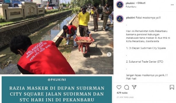 Tangkapan layar postingan @pkukini sola razia masker