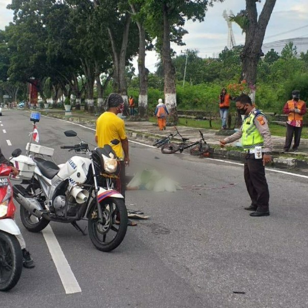 Lokasi tabrak lari pesepeda. (Foto: ist)