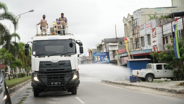 RAPP dan Polres Kembali Lakukan Penyemprotan Disinfektan di Pangkalan Kerinci