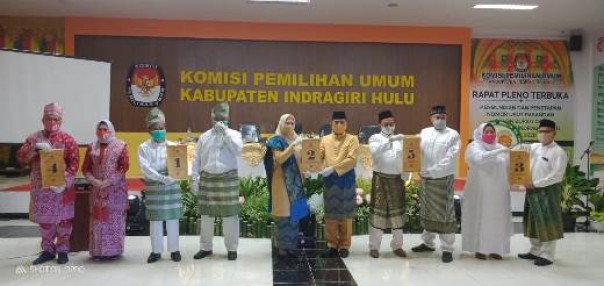 KPU Inhu gelar rapat pleno terbuka pengundian dan penetapan 5 Paslon Bupati dan Wakil Bupati Inhu tahun 2020, Kamis 24 September 2020