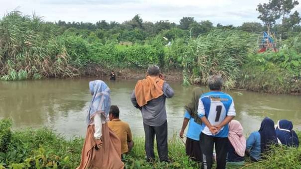 warga mencari korban hilang diterkam buaya/langgam.id