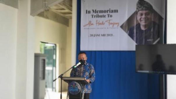 Chief Executive Officer PTPN V Jatmiko K Santosa memberikan sambutan dalam kegiatan Tribute to Haidir Anwar Tanjung, jurnalis detik.com sekaligus penulis buku Bonita Hikayat Sang Raja yang tutup usia November 2020 lalu. Kegiatan itu dilangsungkan untuk mengenang sosok jurnalis senior di Riau tersebu