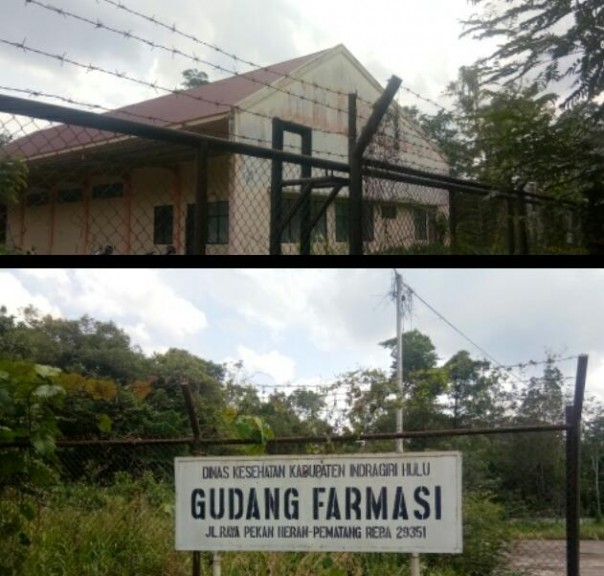 Gedung farmasi Dinas Kesehatan Inhu sejak di bangun 2016 lalu hingga sekarang belum di manfaatkan. Akibatnya di tumbuhi rumput dan semak belukar.