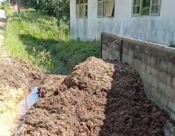 Limbah janjang milik PT Inecda Plantations tumpah ke jalan dekat masjid, dari truck yang terguling di Dusun Bukit Selasih menimbulkan bau busuk.menyengat hidung warga sekitar./yuzwa