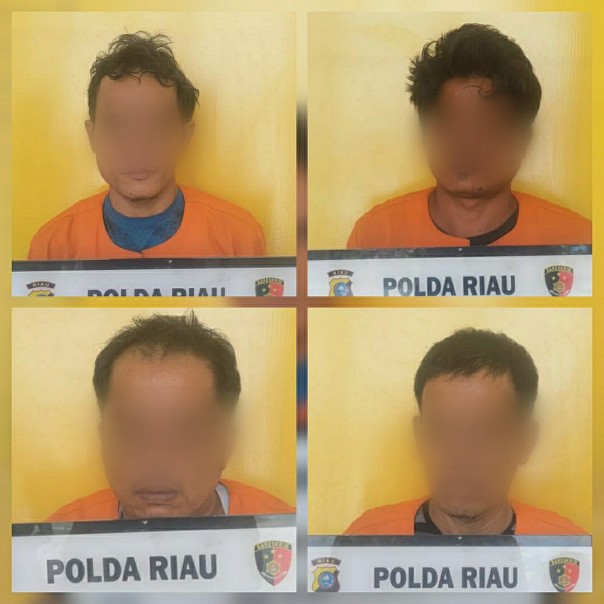 Keempat pelaku usai diamankan jajaran Ditreskrimum Polda Riau.