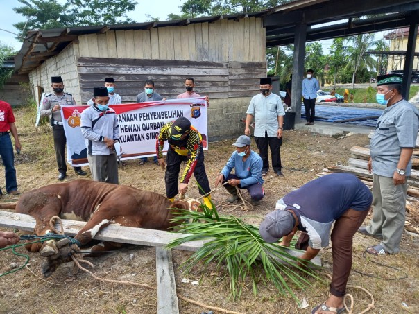 Pemotongan hewan qurban di Mapolres Kuansing/Zar