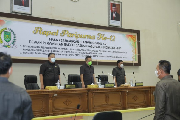 DPRD Inhil Laksanakan Rapat Paripurna Perubahan KUA dan PPAS Anggaran 2021