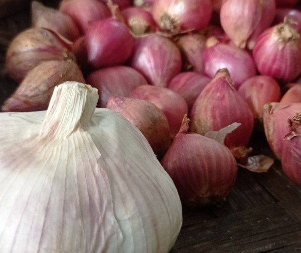 Bawang merah dan bawang putih. Foto: Surya/Riau1.