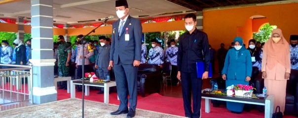 Saat upacara peringatan HUT PGRI di Kuansing