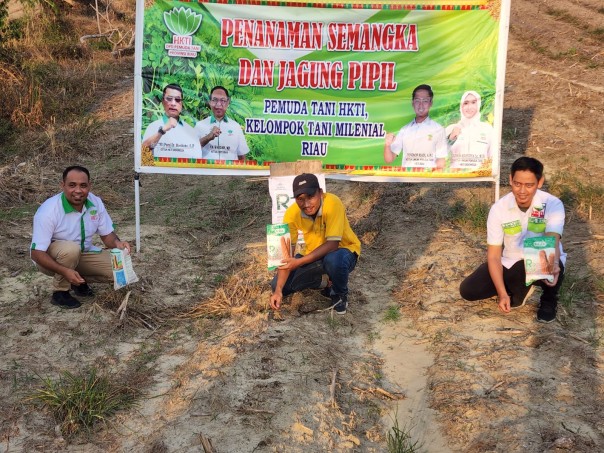 Wujudkan Ketahanan Pangan, DPD Pemuda Tani HKTI Riau Bersama Kelompok Tani Milenial Riau Tanam Jagung dan Semangka.