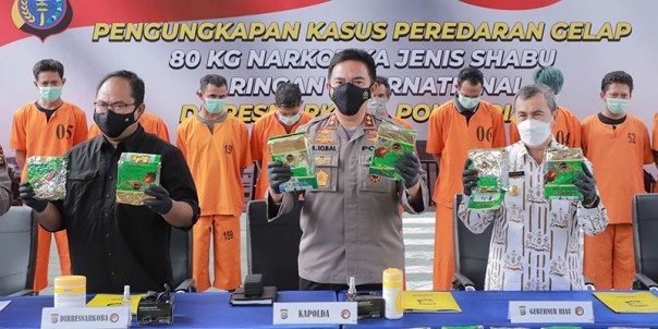 Saat ekspose narkotika di Mapolda Riau belum lama ini