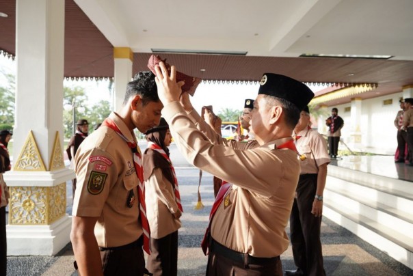 Saat pelepasan kontingen Pramuka Riau