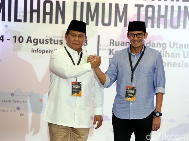 Pasangan Capres-cawapres Prabowo Subianto dan Sandiaga Uno. 