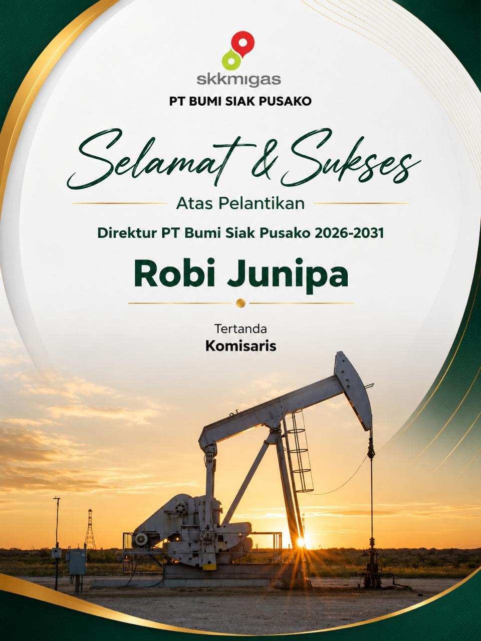 PT. BUMI SIAK PUSAKO - Ucapan Selamat Atas Pelantikan Direktur PT BSP 2026-2011